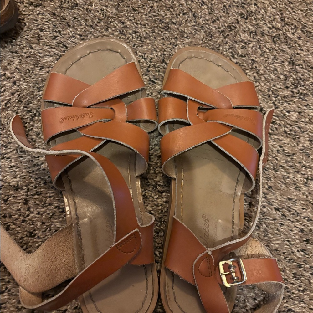 Saltwater Brown Leather Sandals